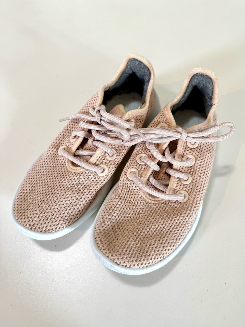 Allbirds Women's Pale Pink Knit Lace-Up Sneakers Size 7